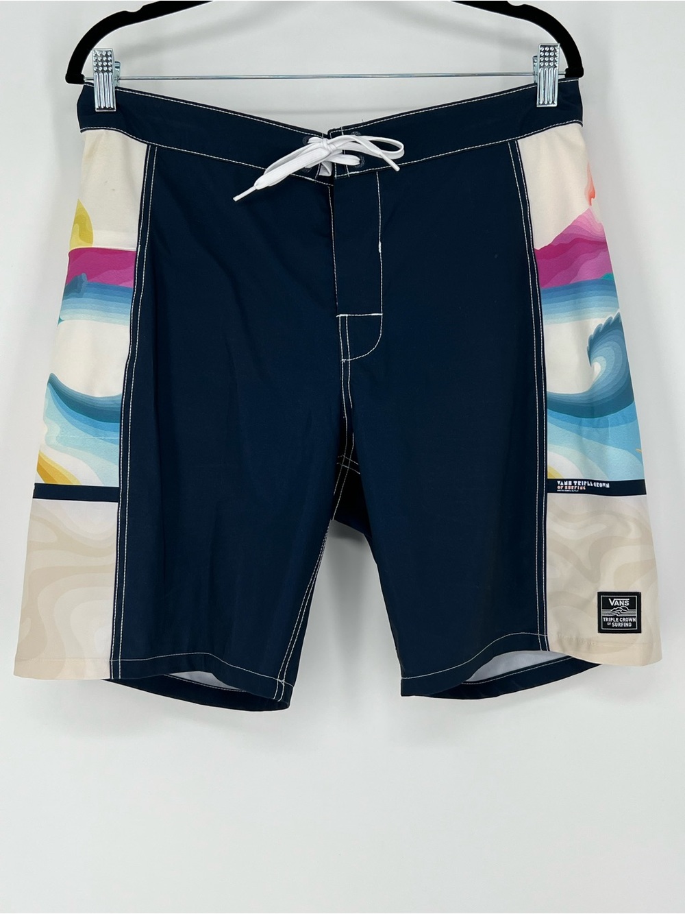 Vans Navy Boardshorts with Multicolor Wave‎ Panels